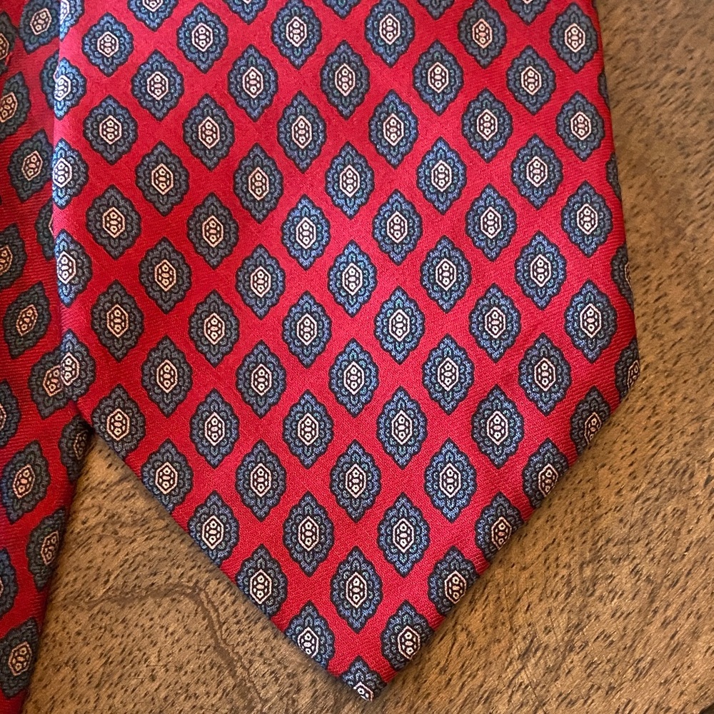 Ferrell Reed Printed in Italy Made By Hand 20oz Silk Foulard Tie - Picture 5 of 5